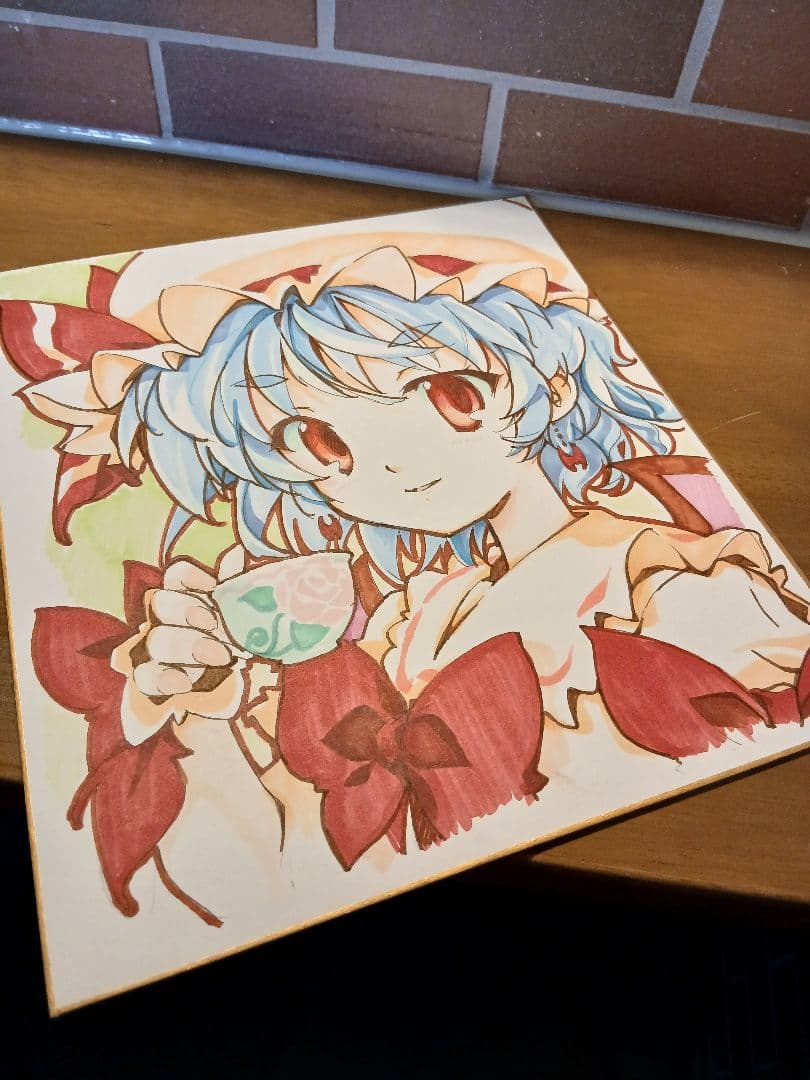 手描き色紙イラスト 東方Project レミリア - メルカリ