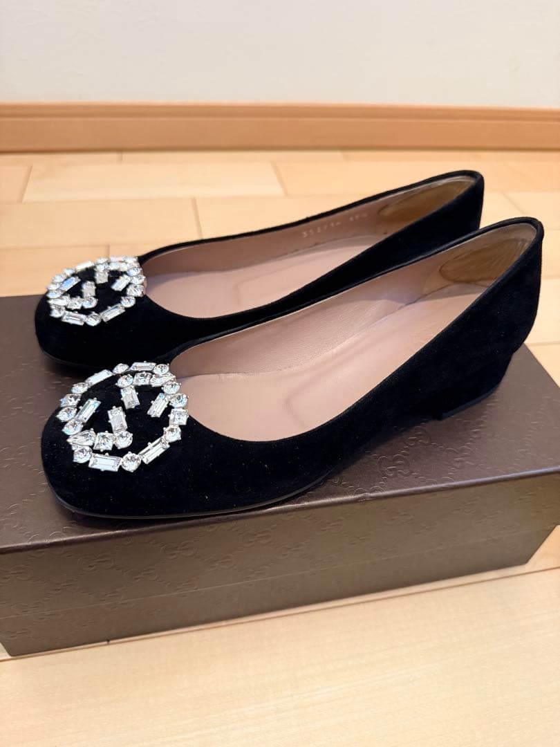 GUCCI グッチ/GGクリスタルビジューフラットシューズ/サイズ35 1/2
