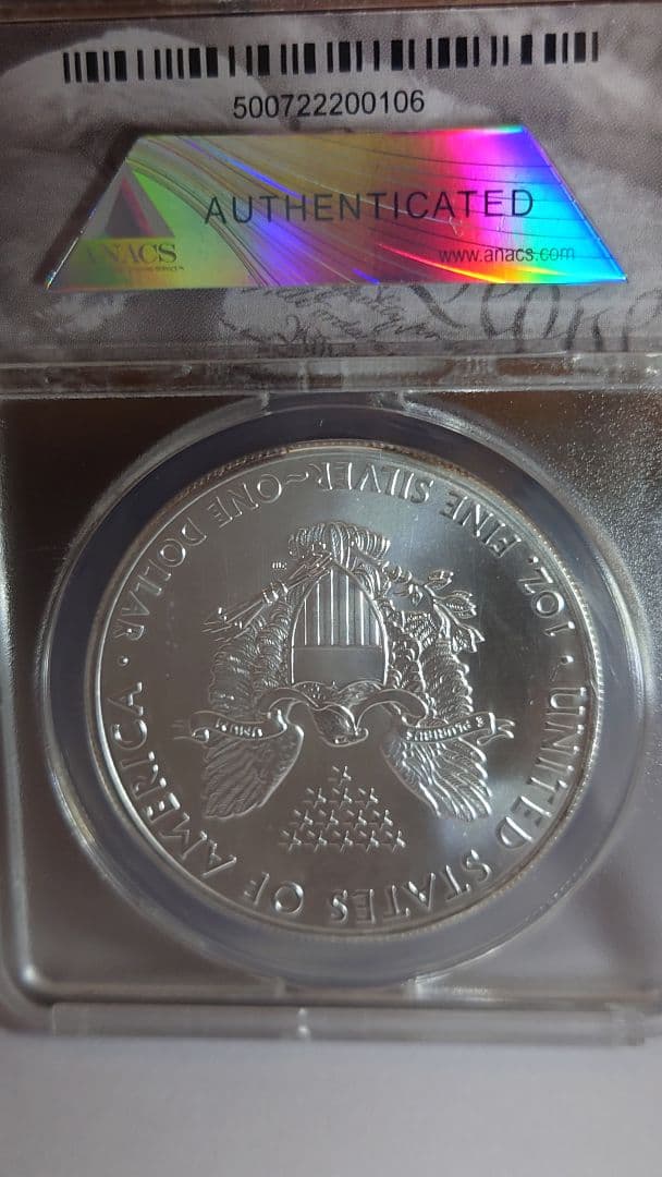 m*1様 アメリカ イーグルー1ドル 銀貨 ANACS(アメリカ鑑定会社)MS6