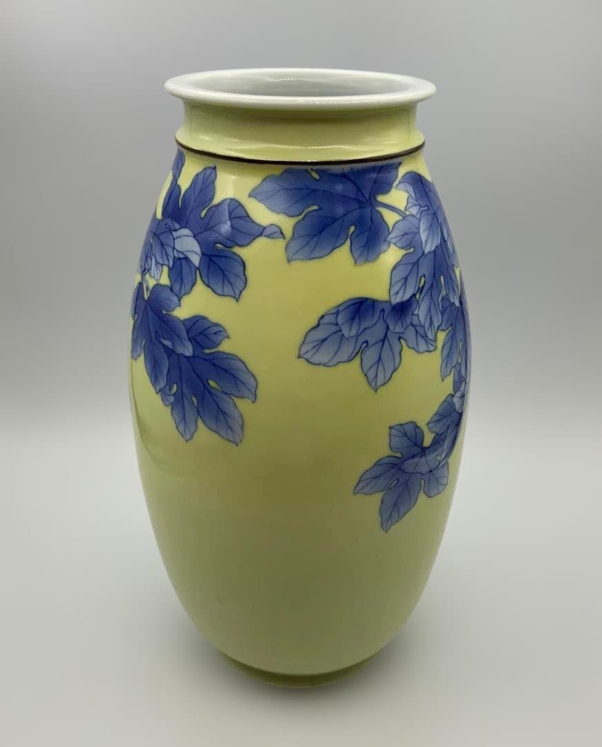 真葛香山 宮川香山 黄釉 青華 梧桐画 花瓶 共箱 - メルカリ