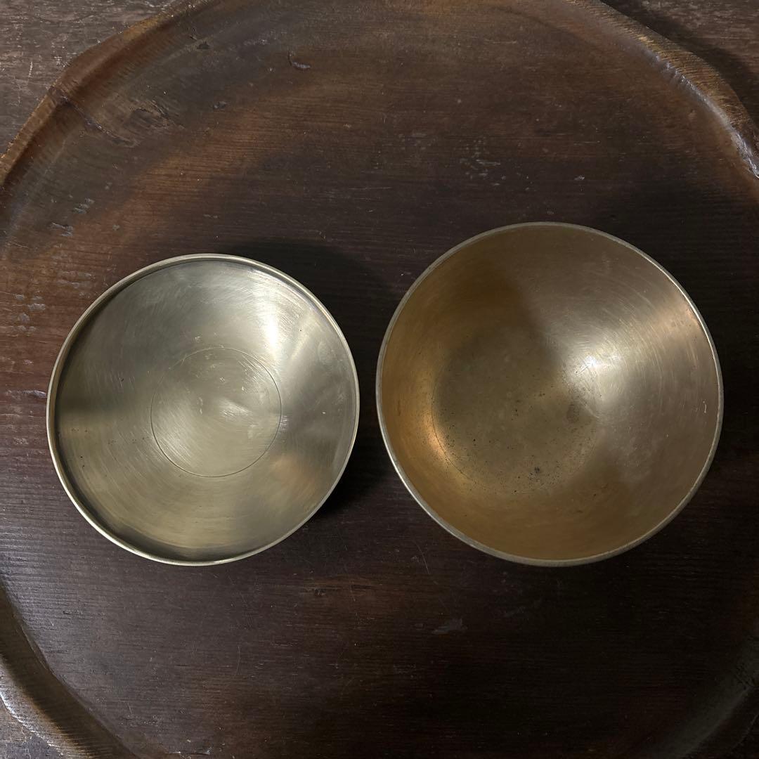 韓国 古い真鍮製の器 3点 その16アンティーク 古道具 韓国骨董 李朝