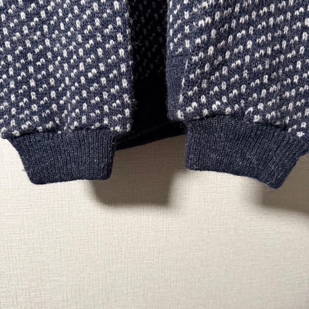 ノルウェー製★L.L.Bean バーズアイニット ハーフボタン ネイビー 人気L