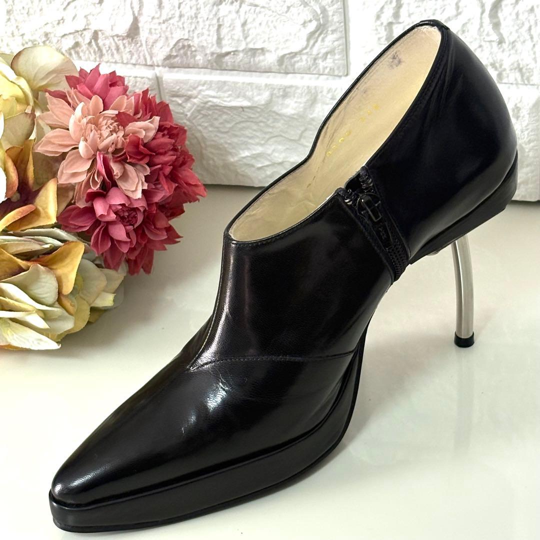 【希少】MIHARA YASUHIRO メタルヒール ブーティ 黒 22.5cm