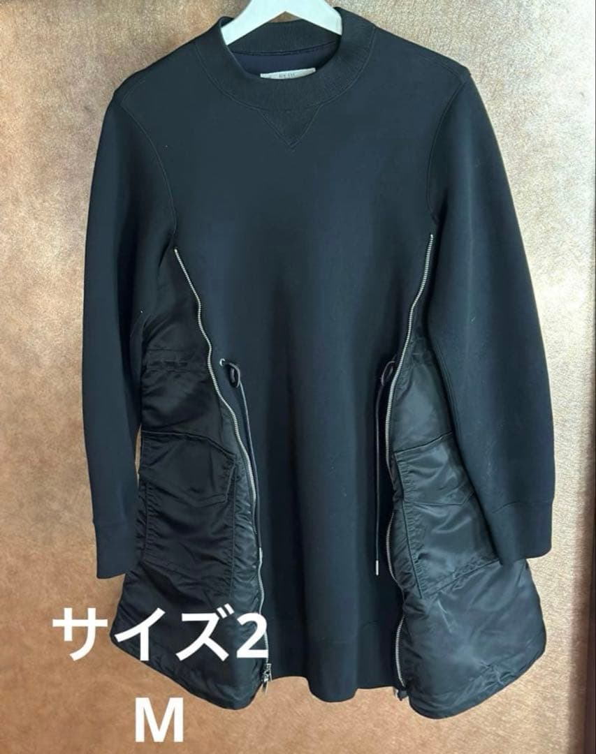 sacai スポンジスウェット　ナイロン異素材ドッキングワンピース　サカイ sacai スポンジスウェット ナイロン異素材ドッキングワンピース サカイ