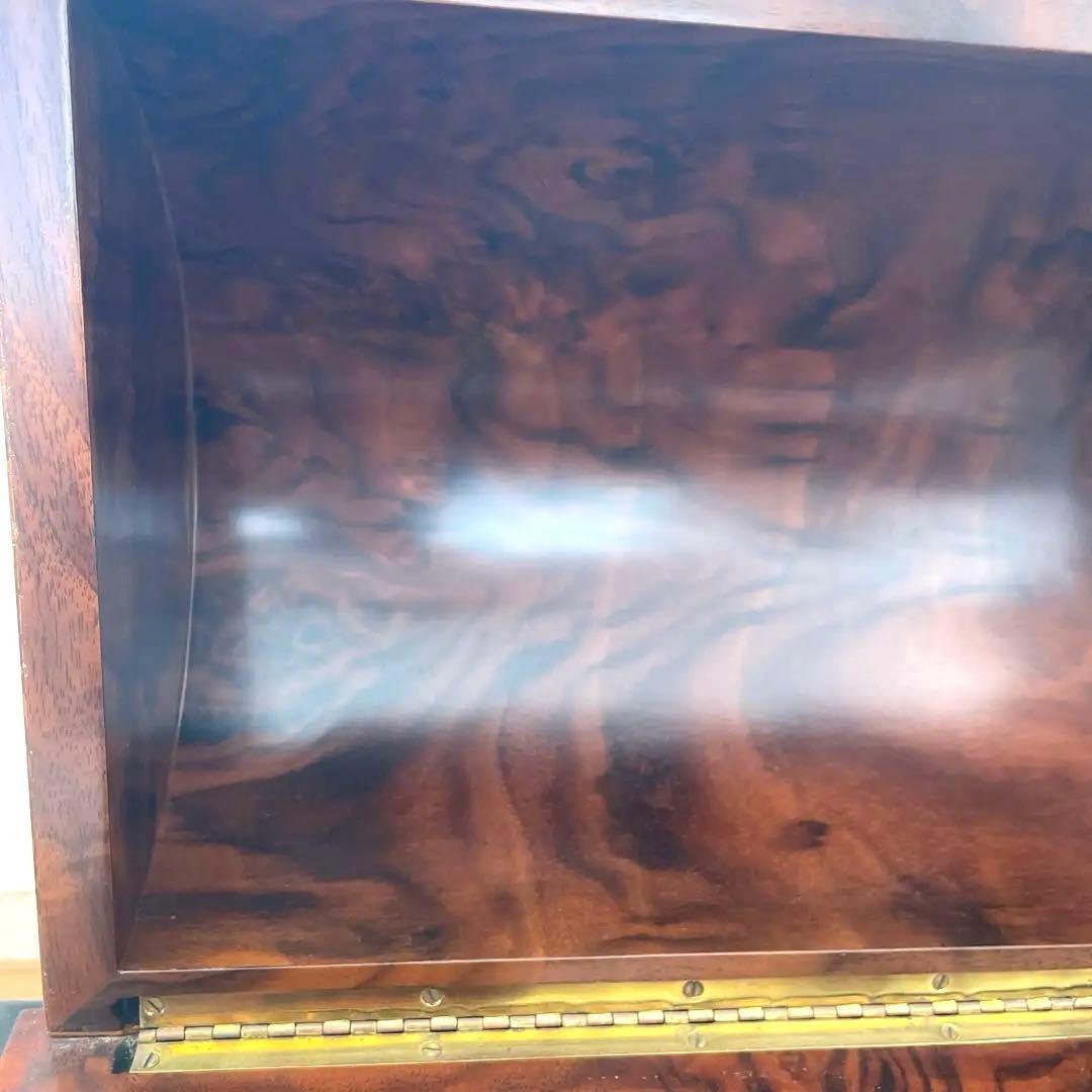 ディスク22枚付き リュージュオルゴール ドーム型クルミ象嵌箱ディスク