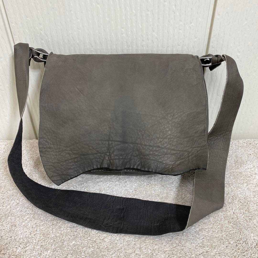 KAZINO カジノ 鹿革 レザー 総手縫い 断ち切り 蓋付き ショルダー