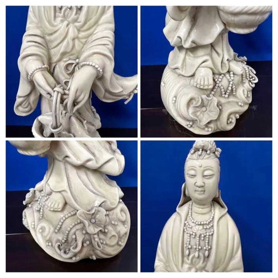 中国古美術 仏像 徳化窯白磁観音菩薩像 明時代何朝宗徳化窯観音像