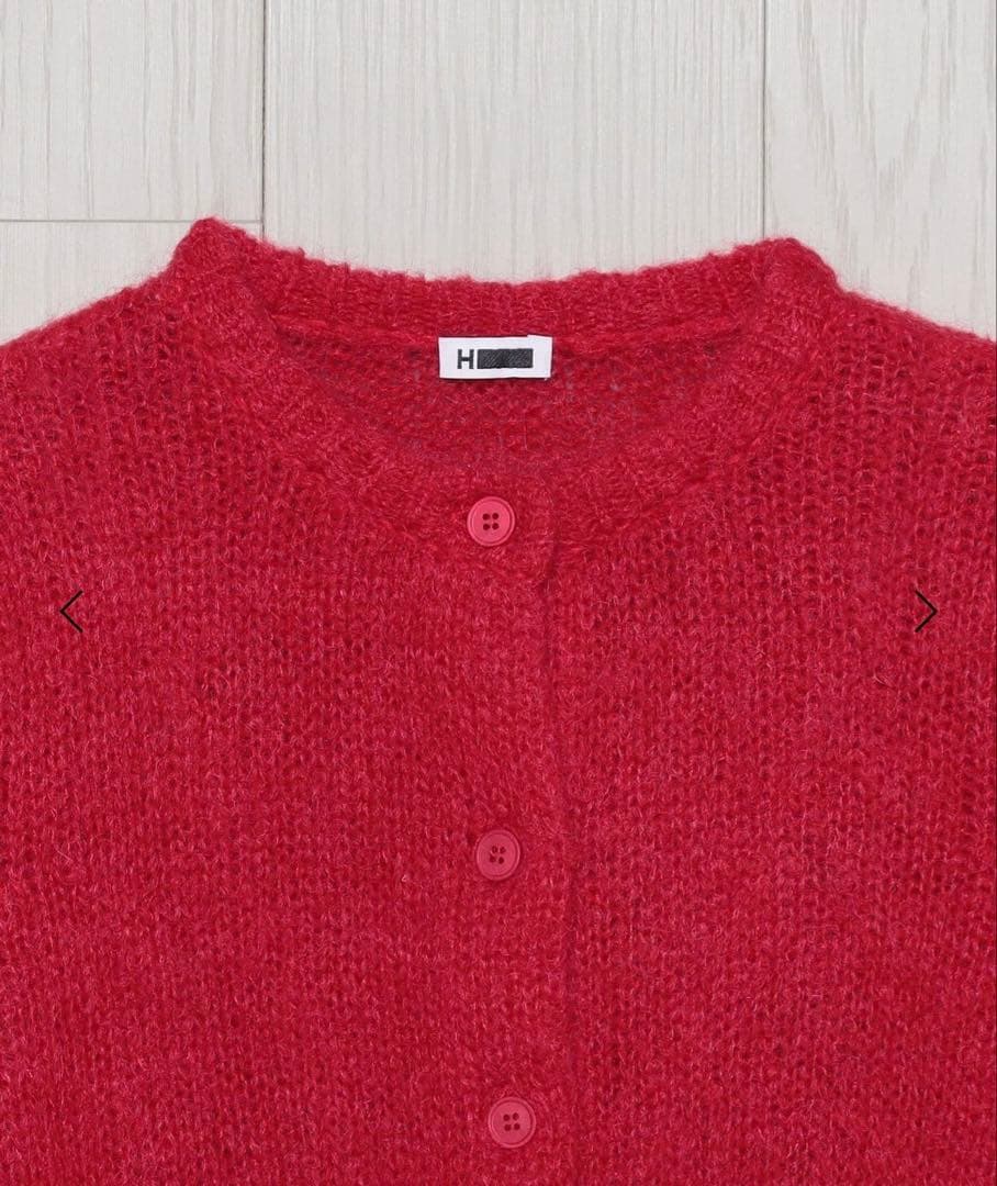美品】H BEAUTY&YOUTH ウールモヘヤ ショートカーディガン レッド