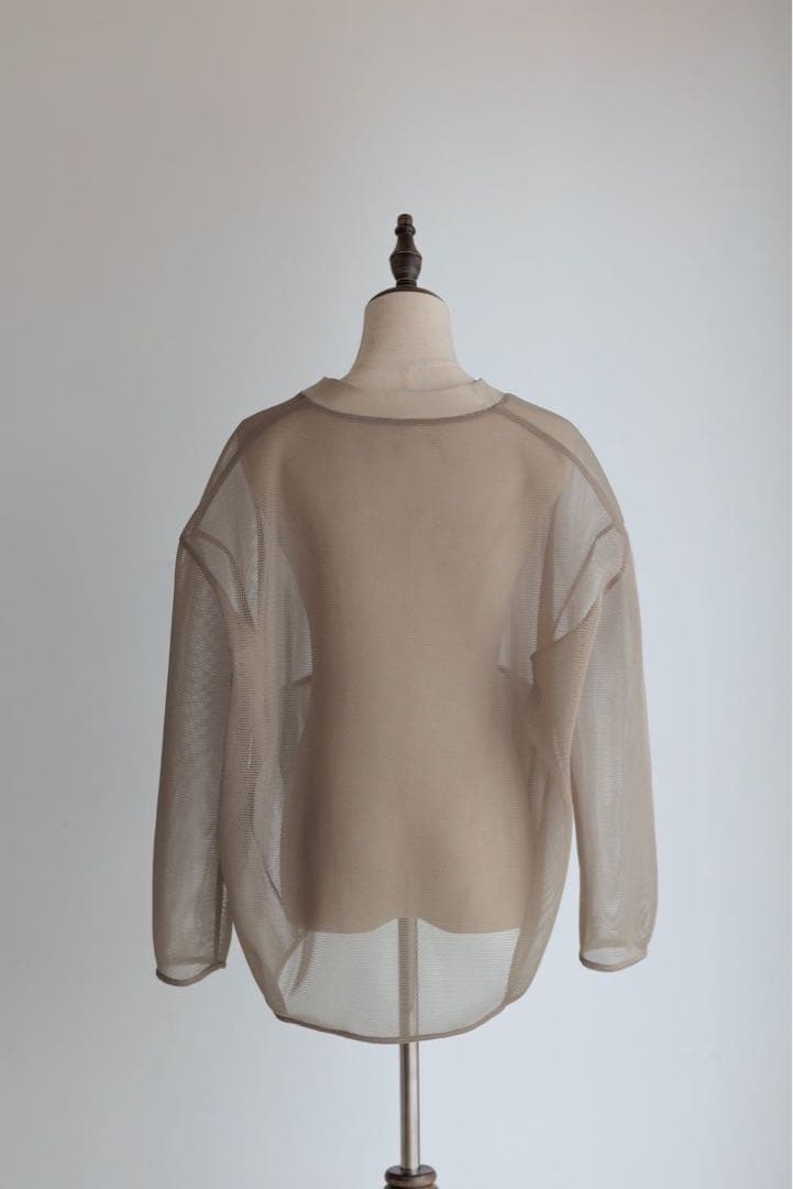 pois ポワ ダブルメッシュカーディガン ベージュ