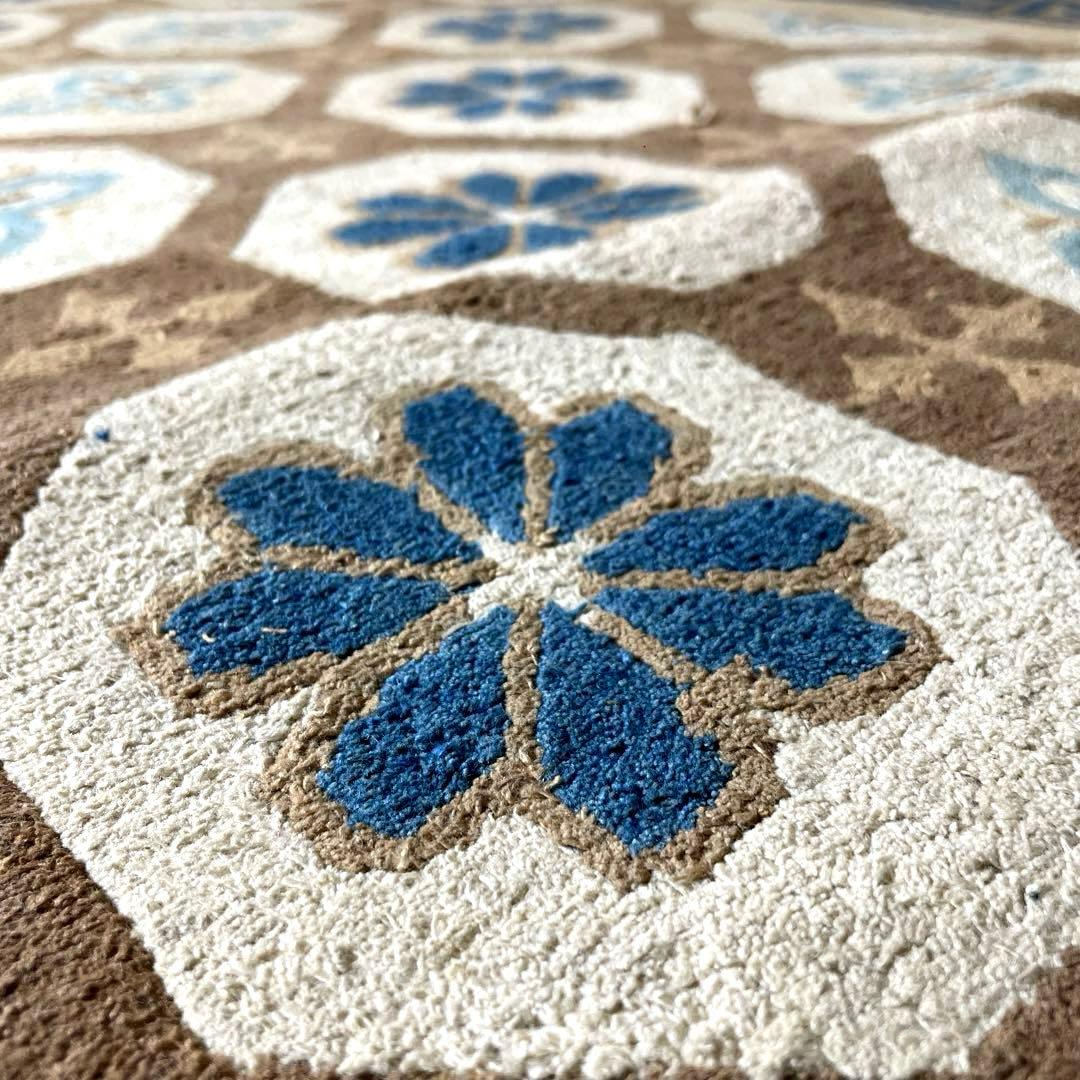 XG508 時代物・赤穂緞通・鍋島緞通・緞通・段通・絨毯・アンティーク