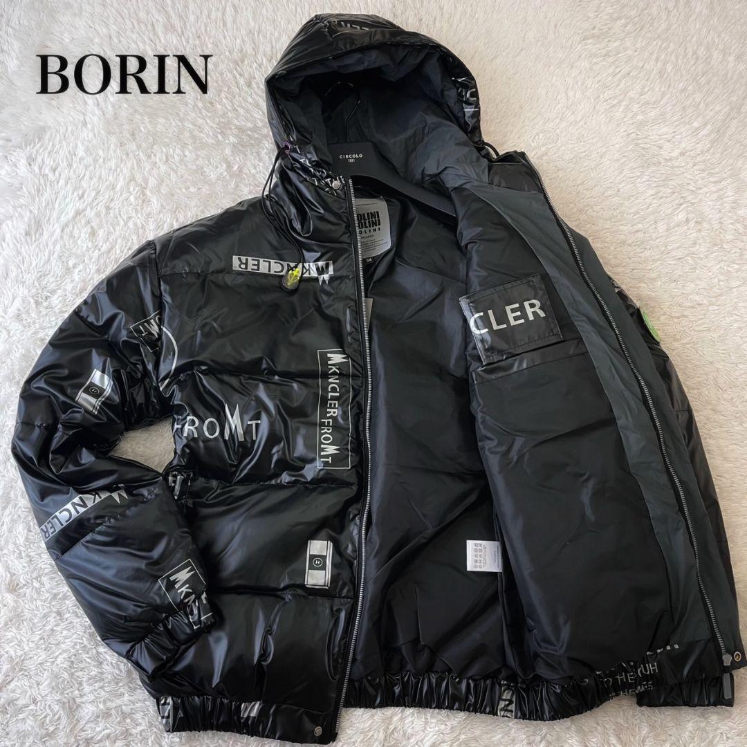 新品 BOLINI プレミアムダウン ダウンジャケット 黒 総柄 ロゴ 3XL