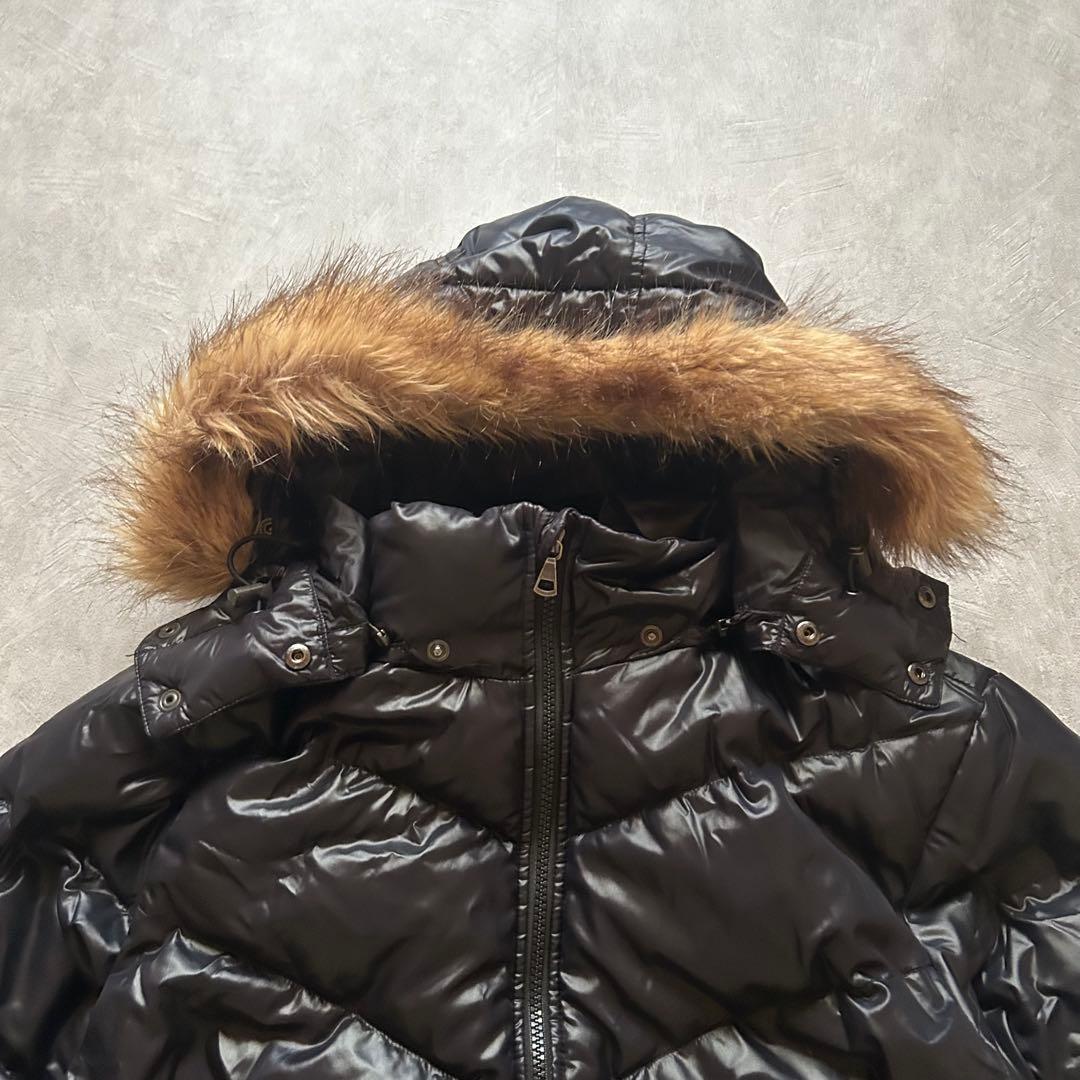 uniqlo grunge hood fur down jacket navy