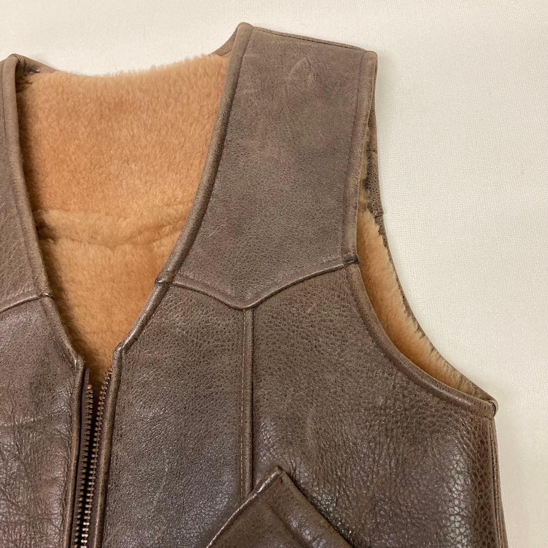 マツ様専用】☆Schott ムートンベスト/レザーベスト M羊革/本革 USA