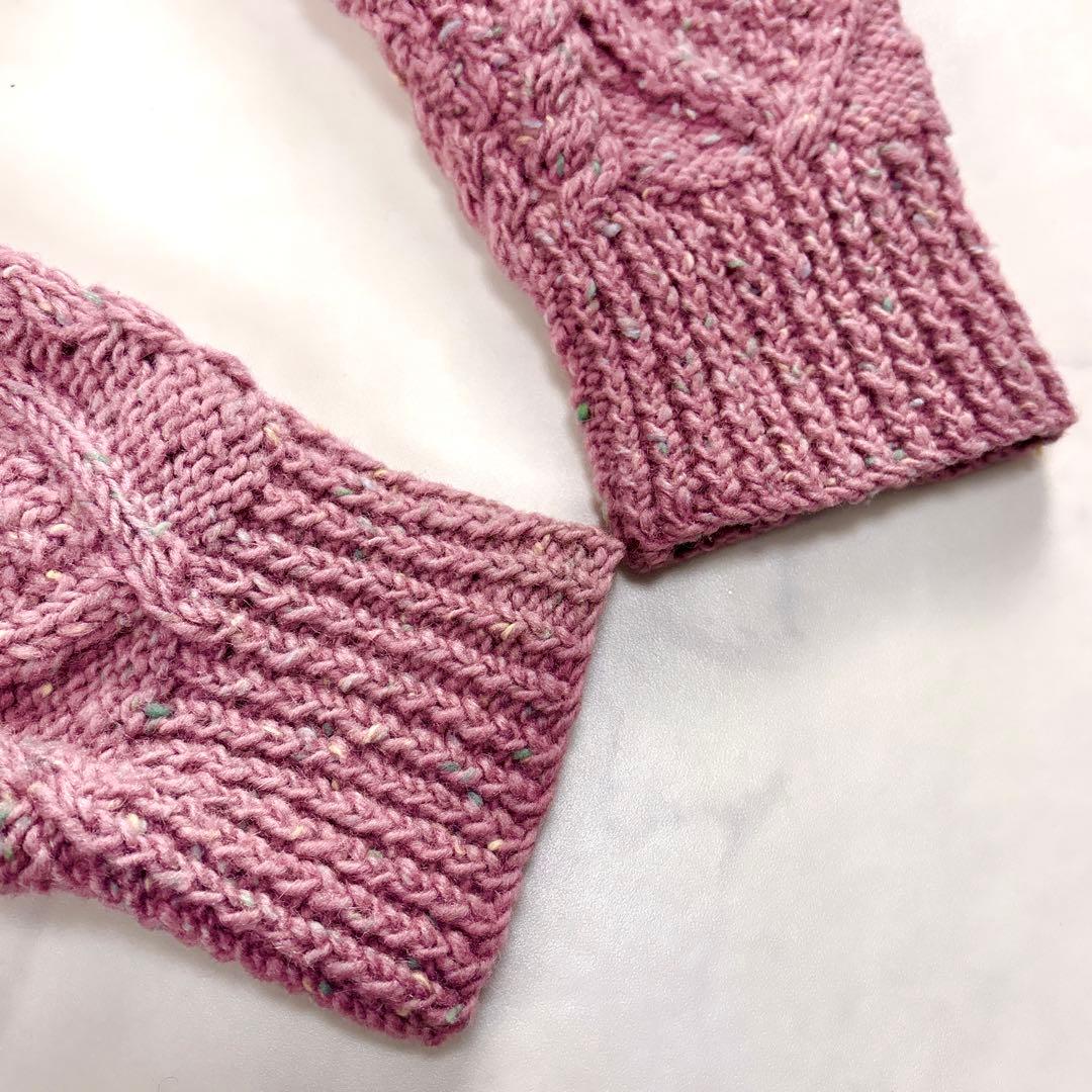 アテナデザイン アランニット カーディガン ミックスカラー 胡桃ボタン