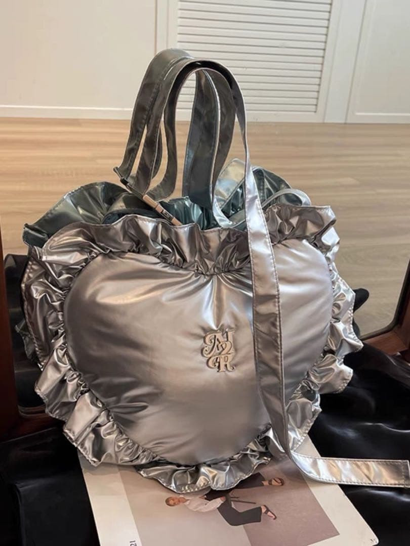 ♡激かわいい♡ シルバー ハート バッグ ハート型 - メルカリ