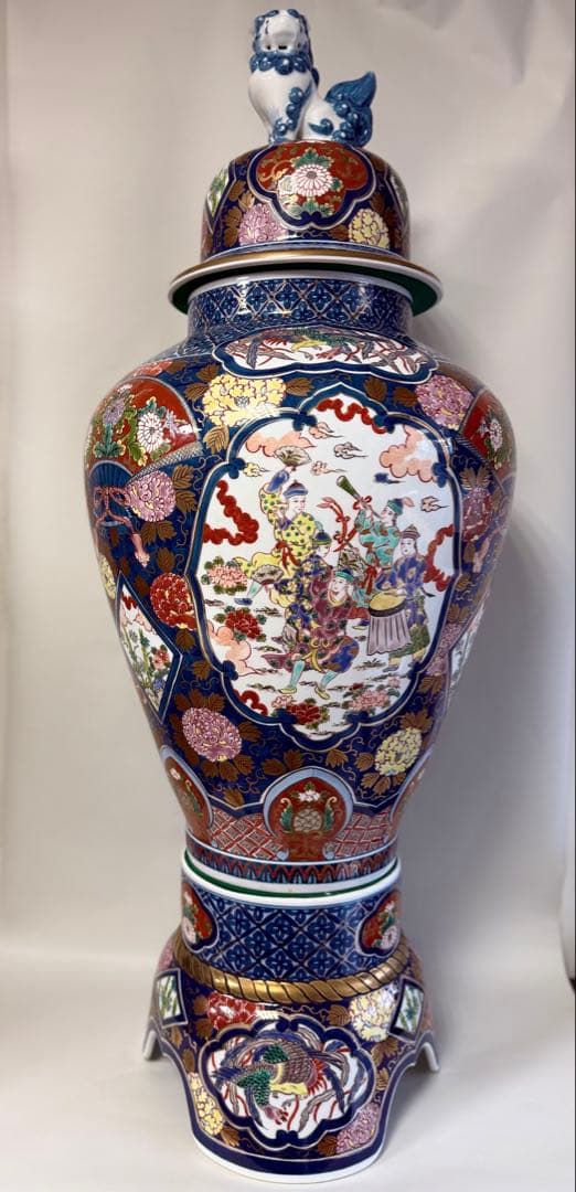 T18 豪華 有田焼 染錦「夢右衛門」沈香壺 高さ118㎝ 伊万里焼