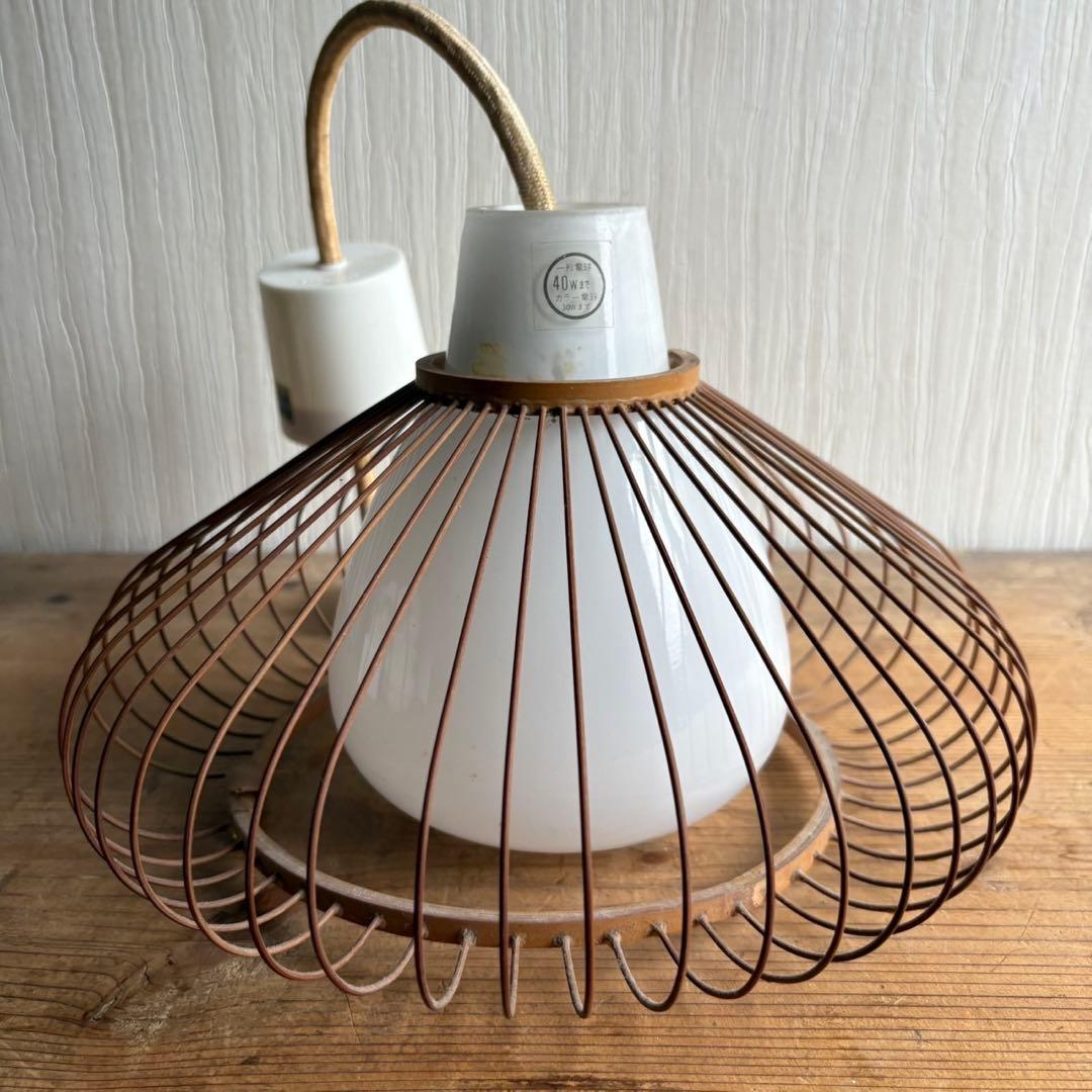 ナショナル照明 竹細工 ガラス 吊り下げ照明 ペンダントライト 昭和