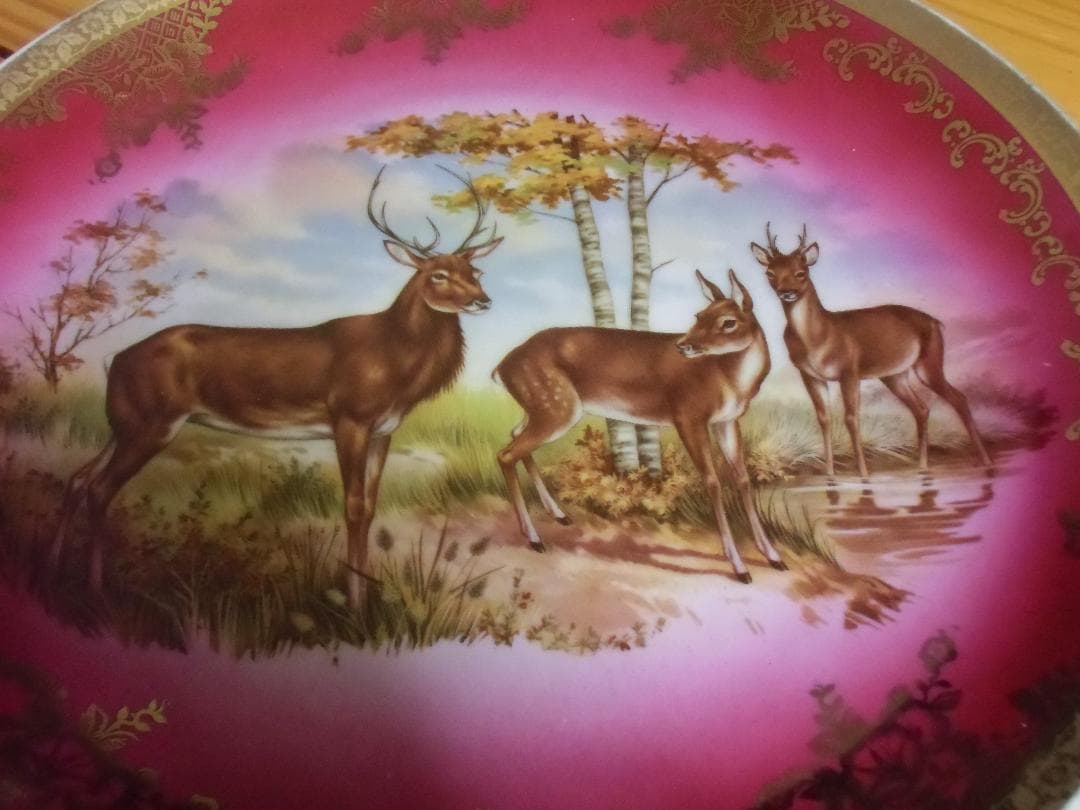 KVドイツ＊STWババリア/バイエルン陶器＊鹿狩りキャビネット皿