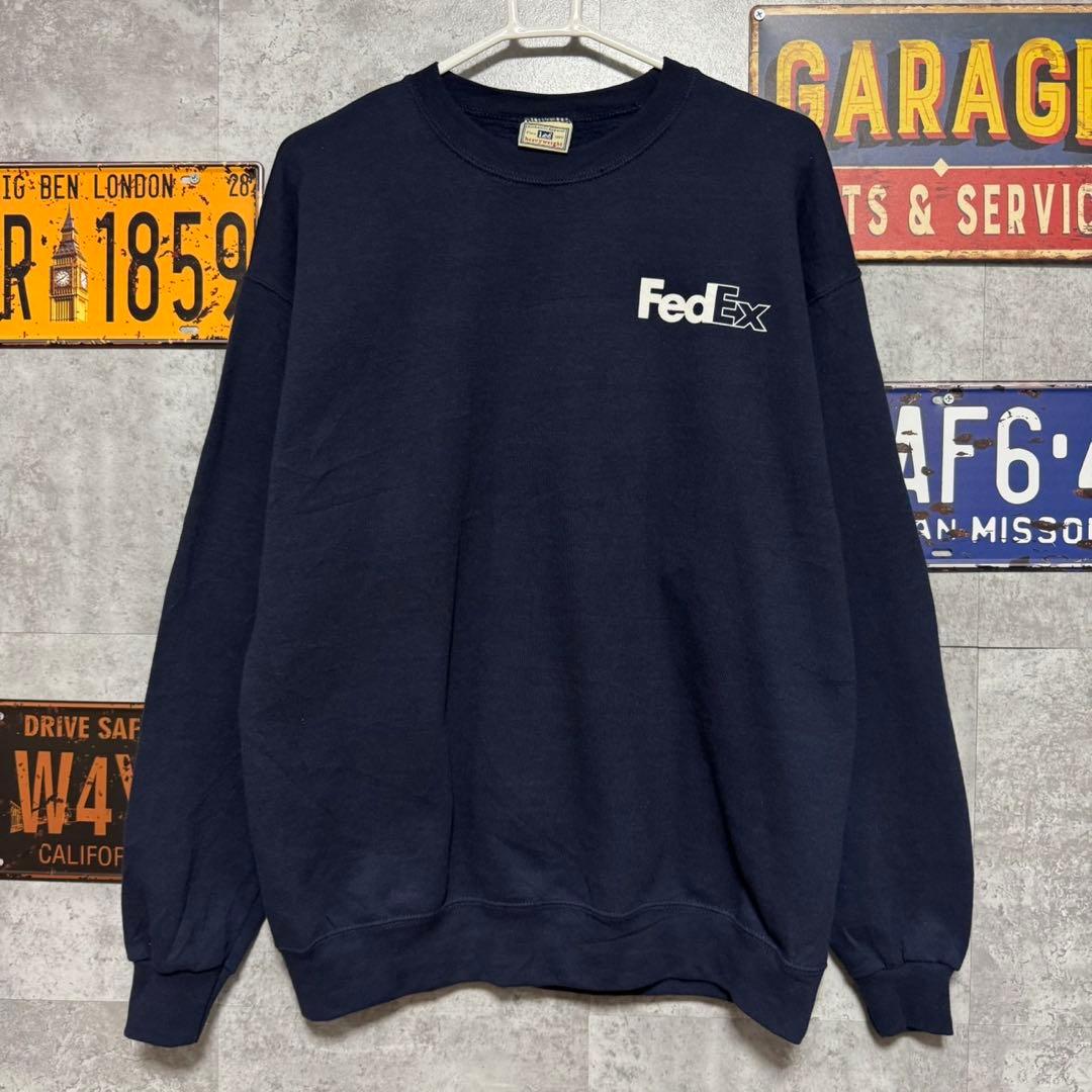 m*6様 Lee FedEx 両面プリント 企業ログ 古着 スウェット ネイビー
