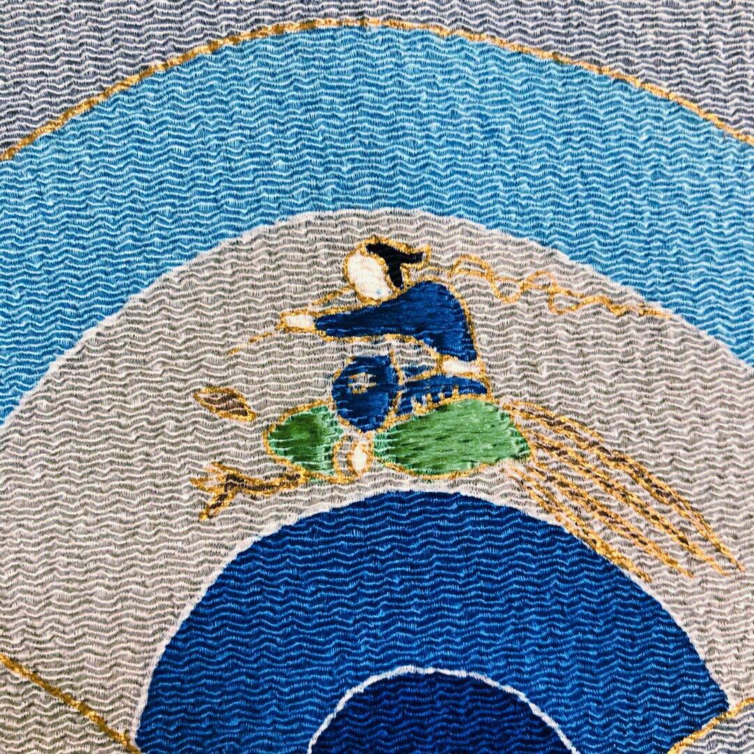 お値打 長尺】名古屋帯 下村玉廣 昔話 鬼縮緬 帯丈400cm 帯幅31cm