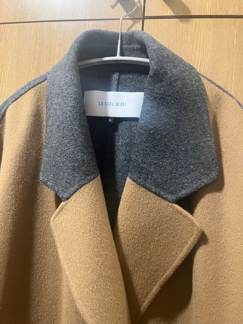 再値下げ】LECIELBLUEルシェルブルーバイカラーコート36 - メルカリ