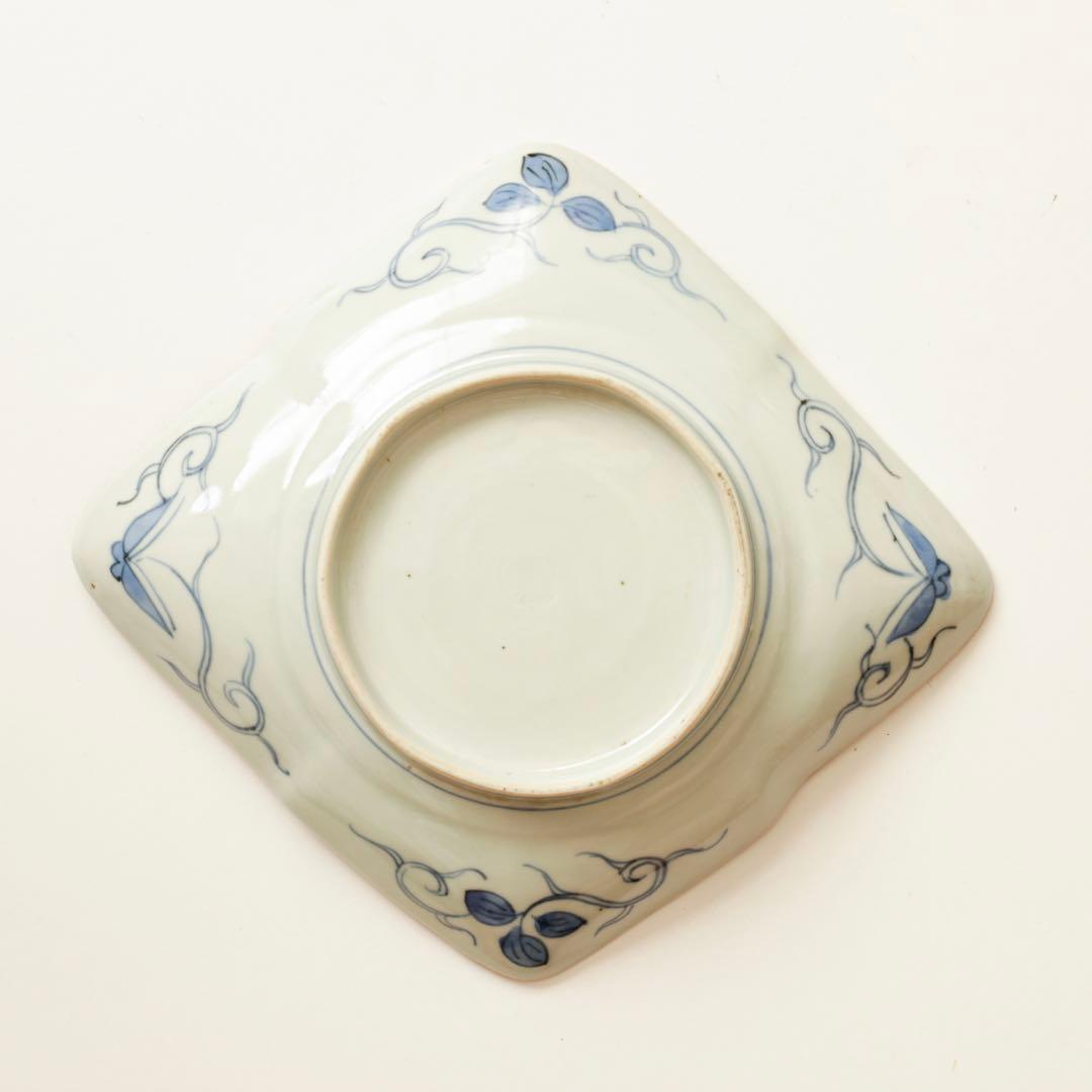 古伊万里 伊万里 テッセン 鉄線 変形 皿 2客セット 金継ぎ 材料 染付