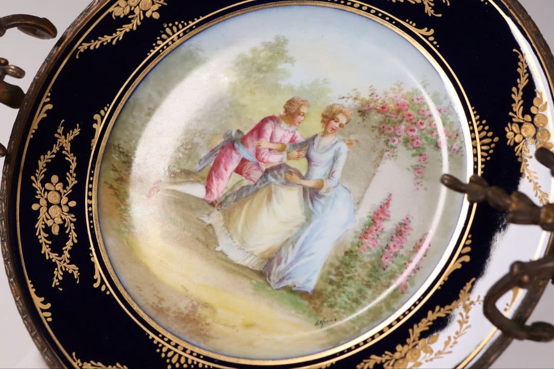 CM325】セーブル フランス リモージュ コンポティエ 絵皿 人物 陶磁器