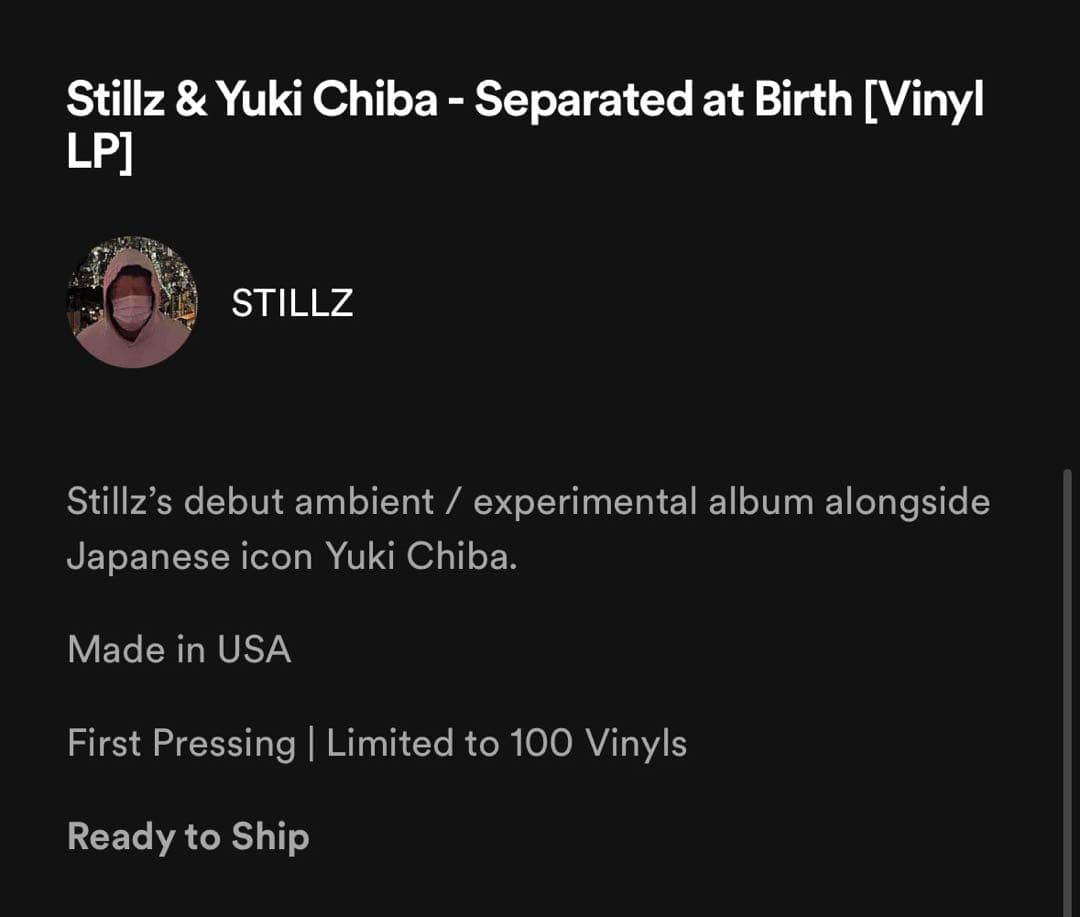 【新品】Stillz&Yuki Chiba separated at birth