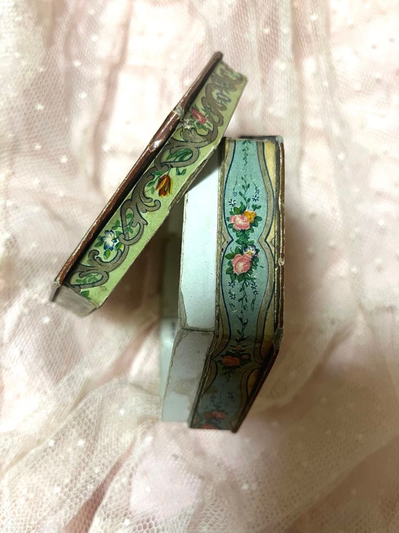 お値下げ レア アンティーク カルトナージュ 花柄 オクタゴン