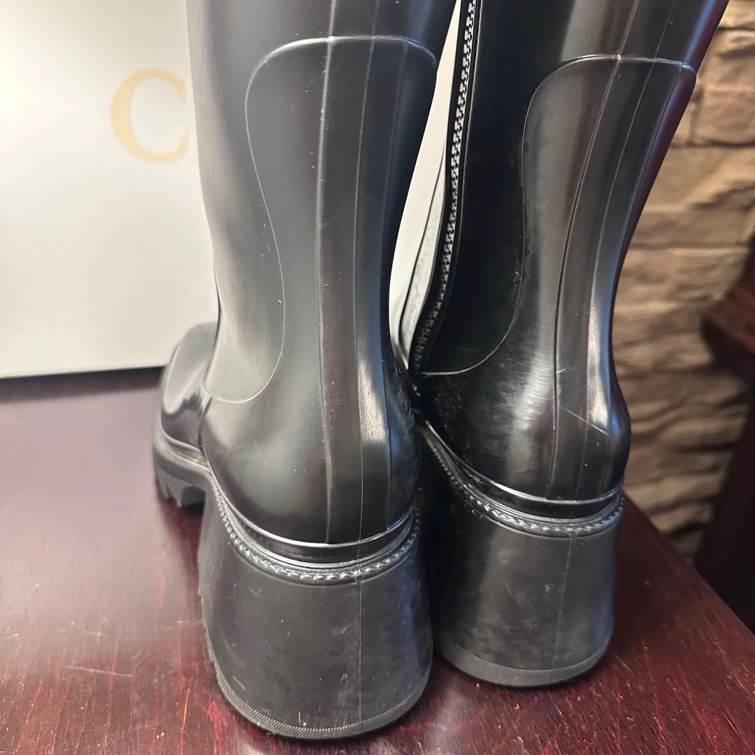 Chloé ブラックラバー長靴 ヒール付き38