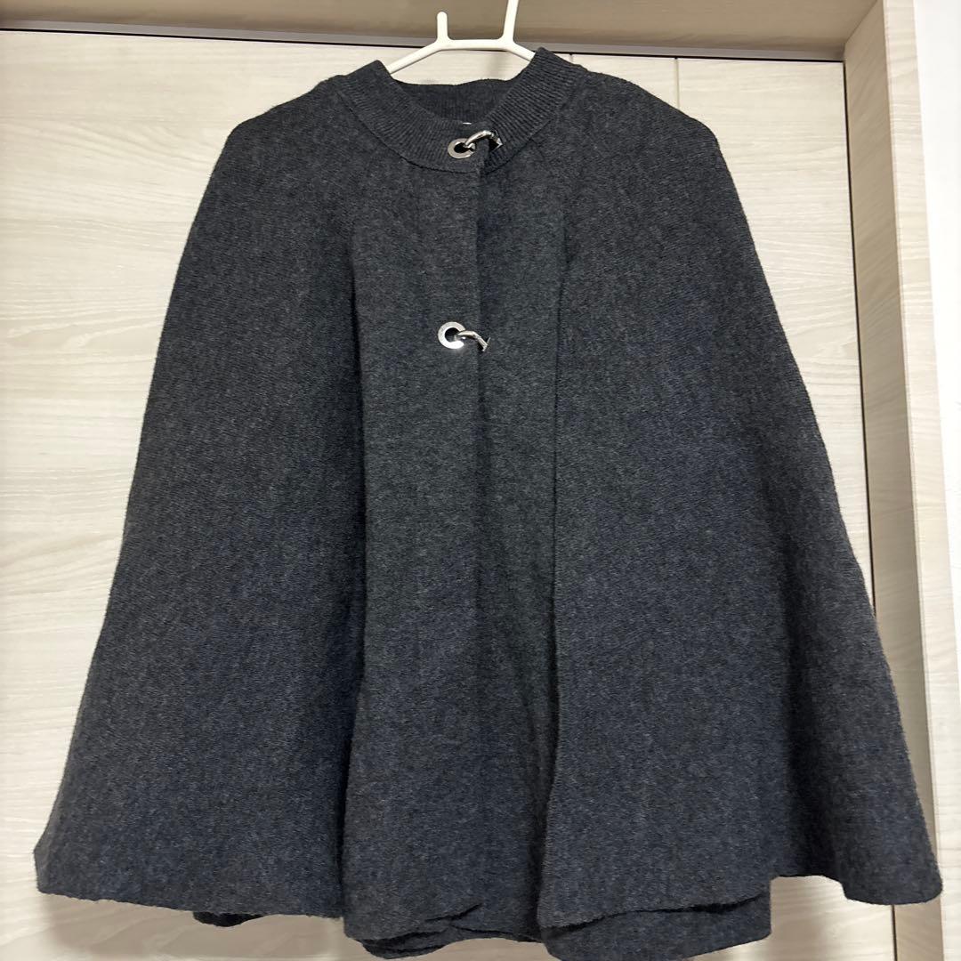 ZARA ニットケープコート ポンチョ チャコールグレー S - メルカリ