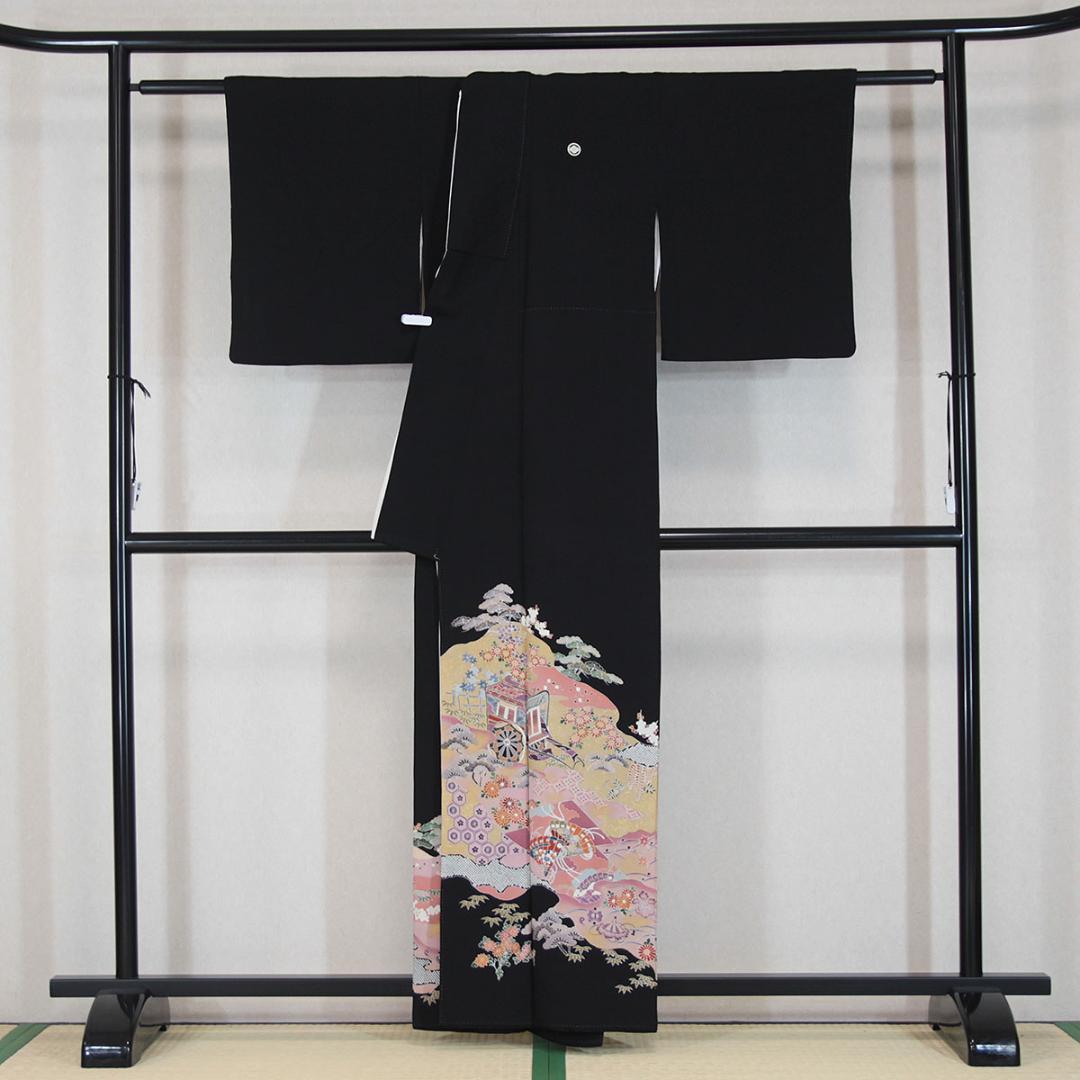 155cm Mサイズ 御所車 淡色 正絹黒留袖 フォーマル 結婚式 b137 - メルカリ