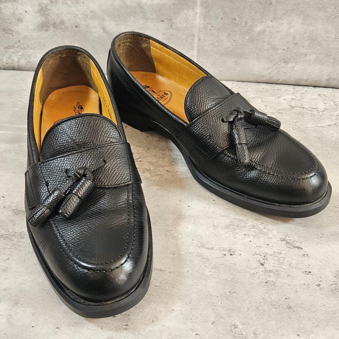 ケンフォード タッセルローファー 25.5cm 黒 シボ本革 定番人気