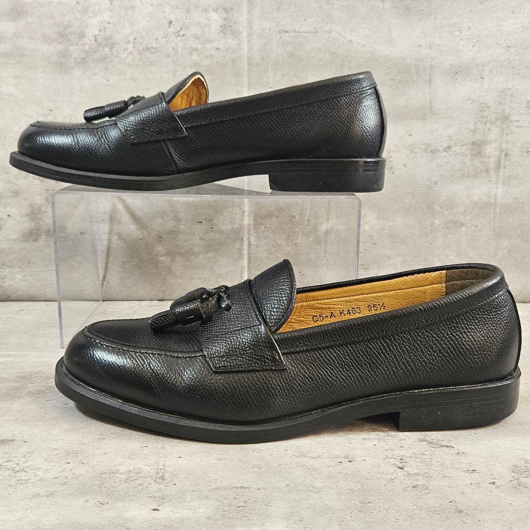 ケンフォード タッセルローファー 25.5cm 黒 シボ本革 定番人気