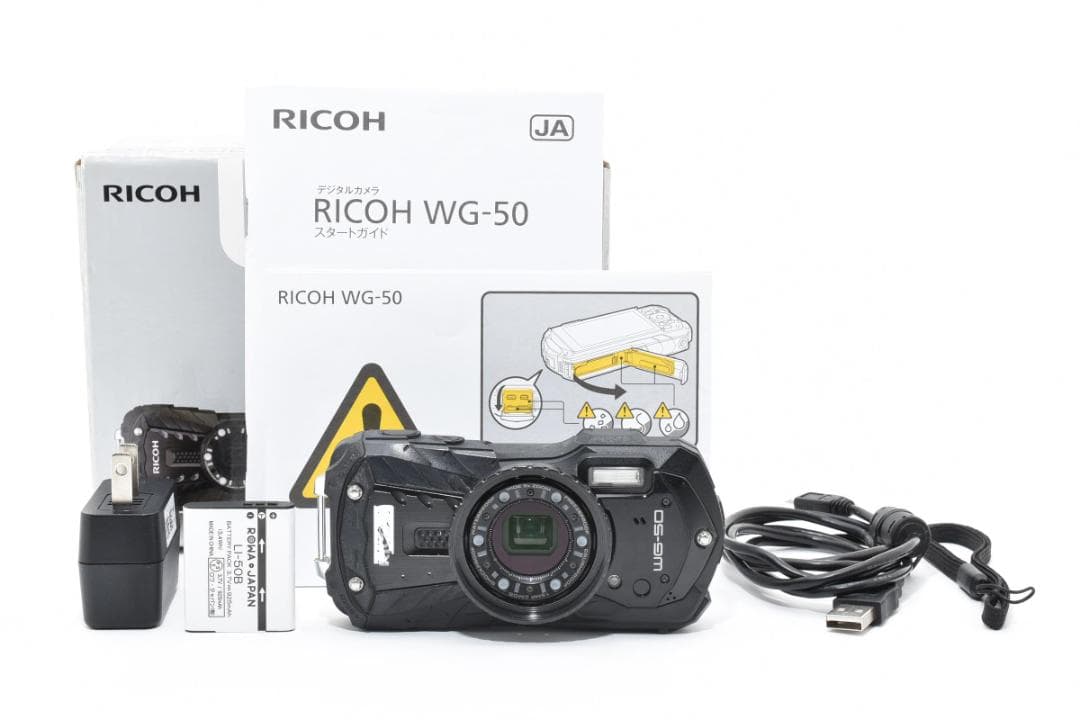 リコー RICOH WG-50【元箱付き・付属品多数】 Amazon | RICOH 防水デジタルカメラ RICOH WG-50 ブラック 防水14m耐