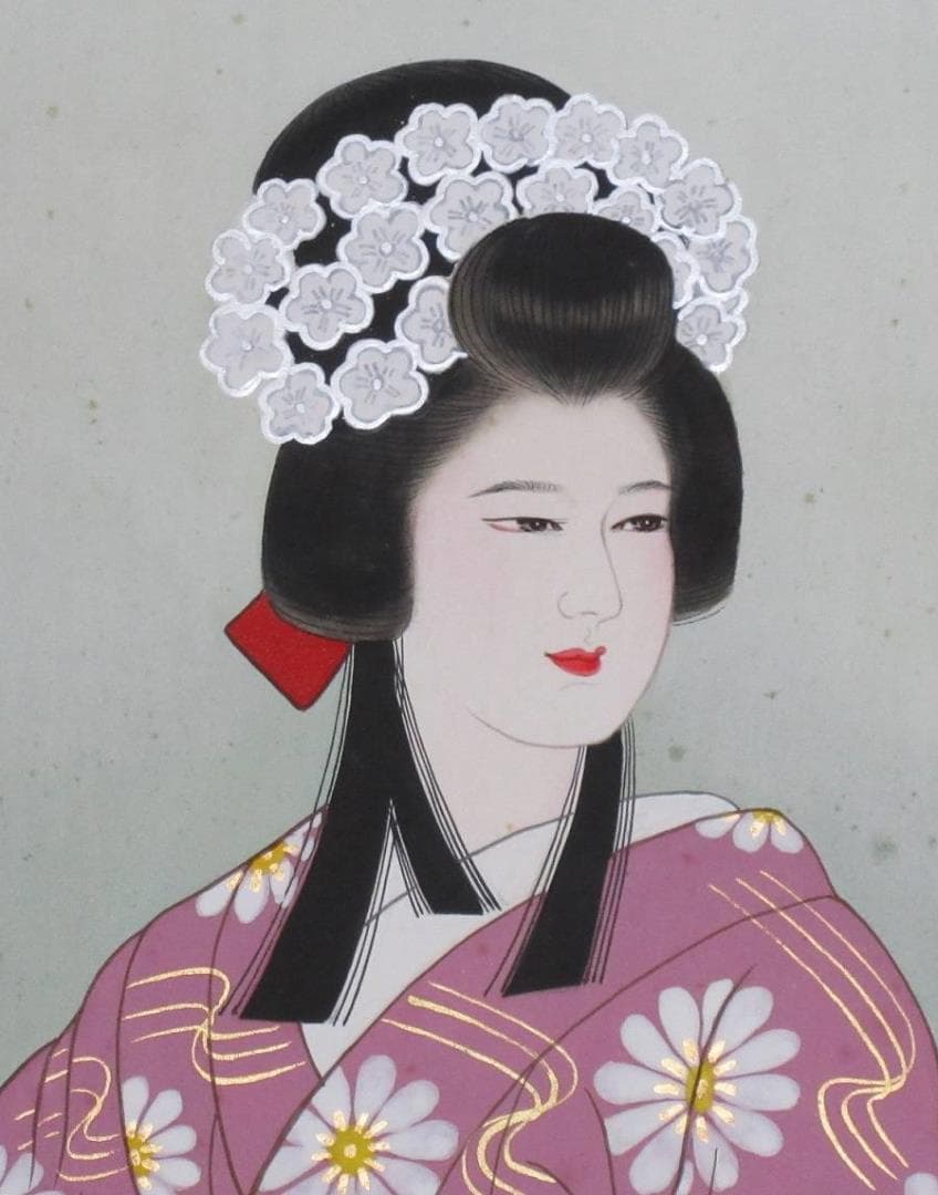 真作　宮下　柚葵　肉筆原画　美人画