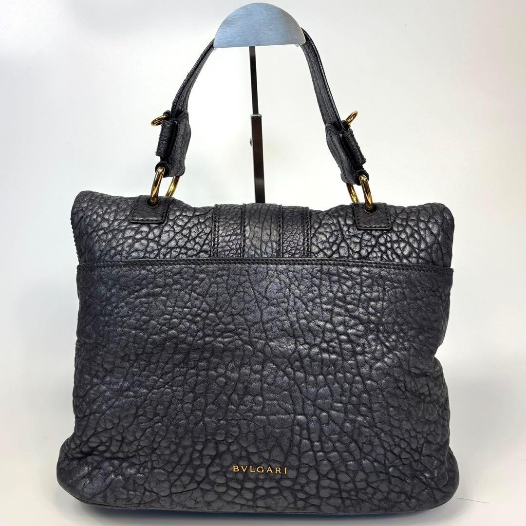 極美品 ブルガリ レオーニ ハンドバッグ ライオン シボ革 カード有