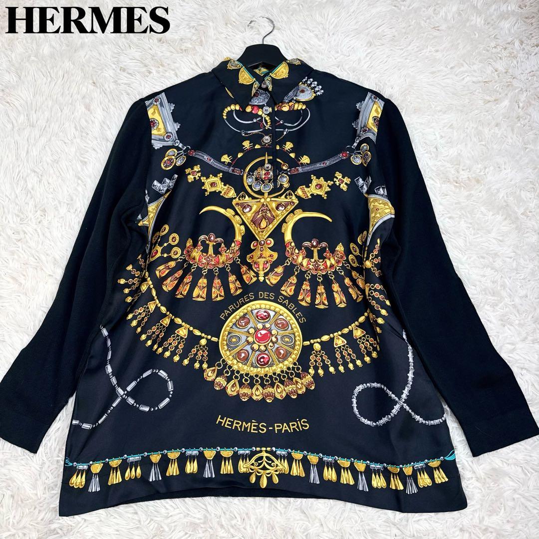 レア！ 極美品✨ HERMES ポロシャツ シルク カシミヤ混 ニット 切り替え HERMES(エルメス) シルク切替 ニットポロシャツ ピンク レディース