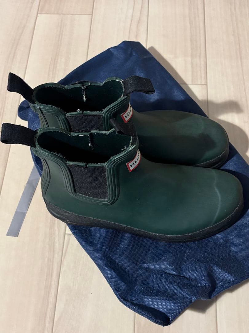 人気定番商品！ HUNTER ダークグリーン ショートブーツ - メルカリ