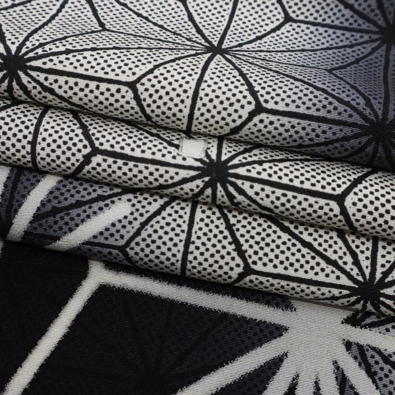 《長尺■訪問着◆大小麻の葉染分け■作家落款有■白黒◆袷正絹着物◆SB11-8》