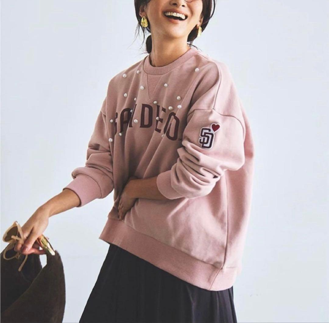◉在庫処分価格❗️CADUNE<MLB別注>パールスウェット ⭐︎超素敵 CADUNE <MLB別注>パールスウェット くすみピンク キュート⭐︎