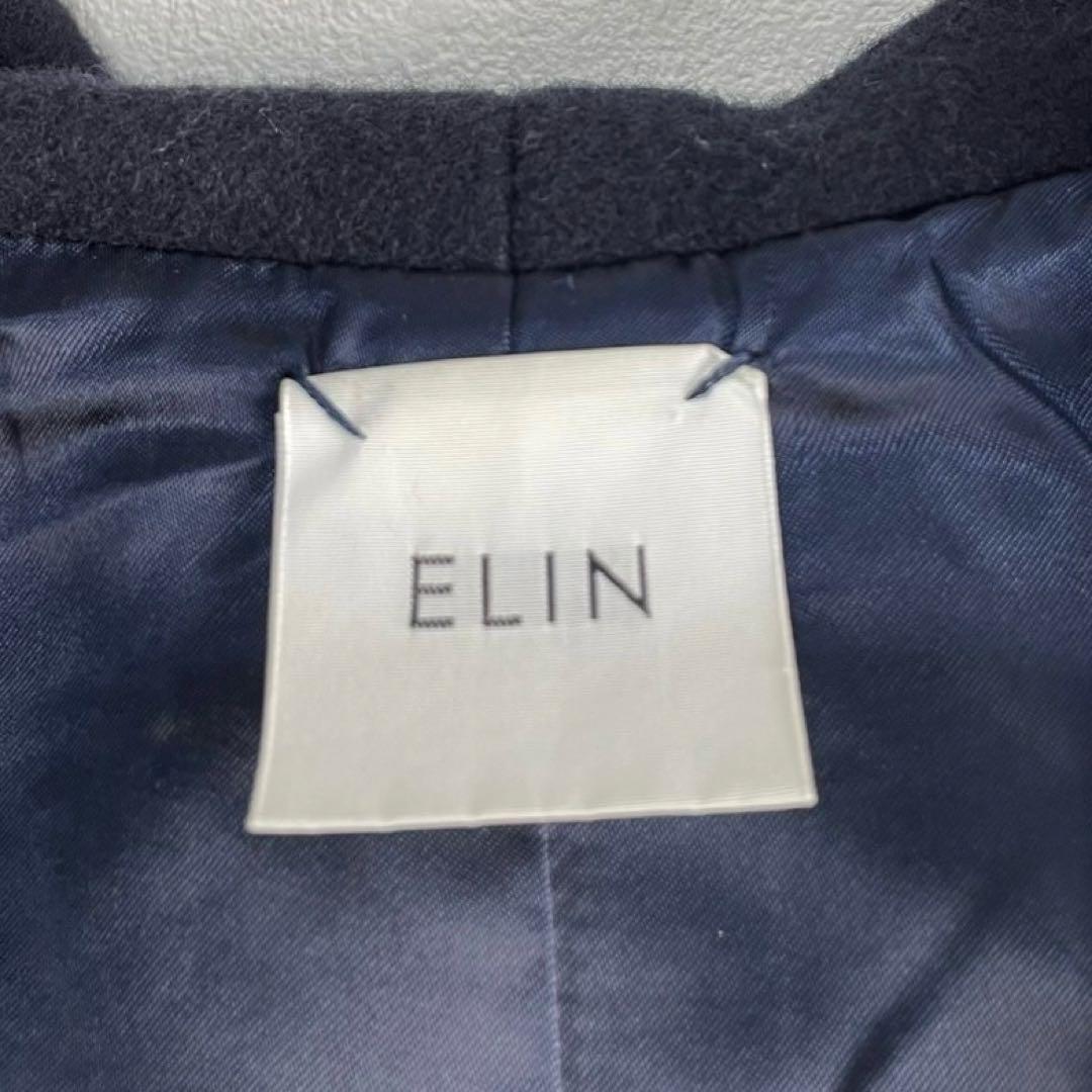 エリン】ELIN✨美品✨フディーコート ケープコート ネイビー ウール100