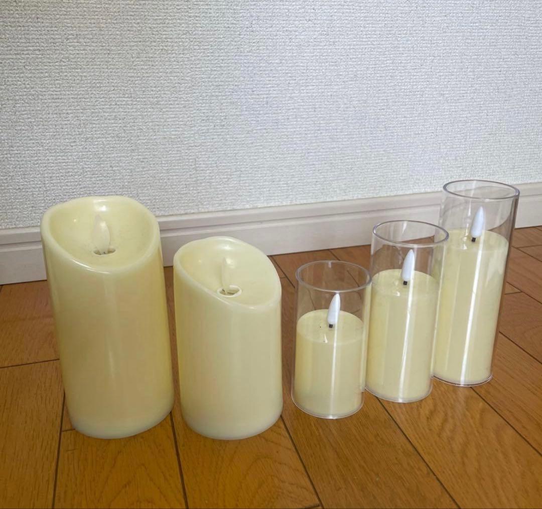 LEDライト付きクリーム色キャンドルセット 結婚式のウェルカムスペース