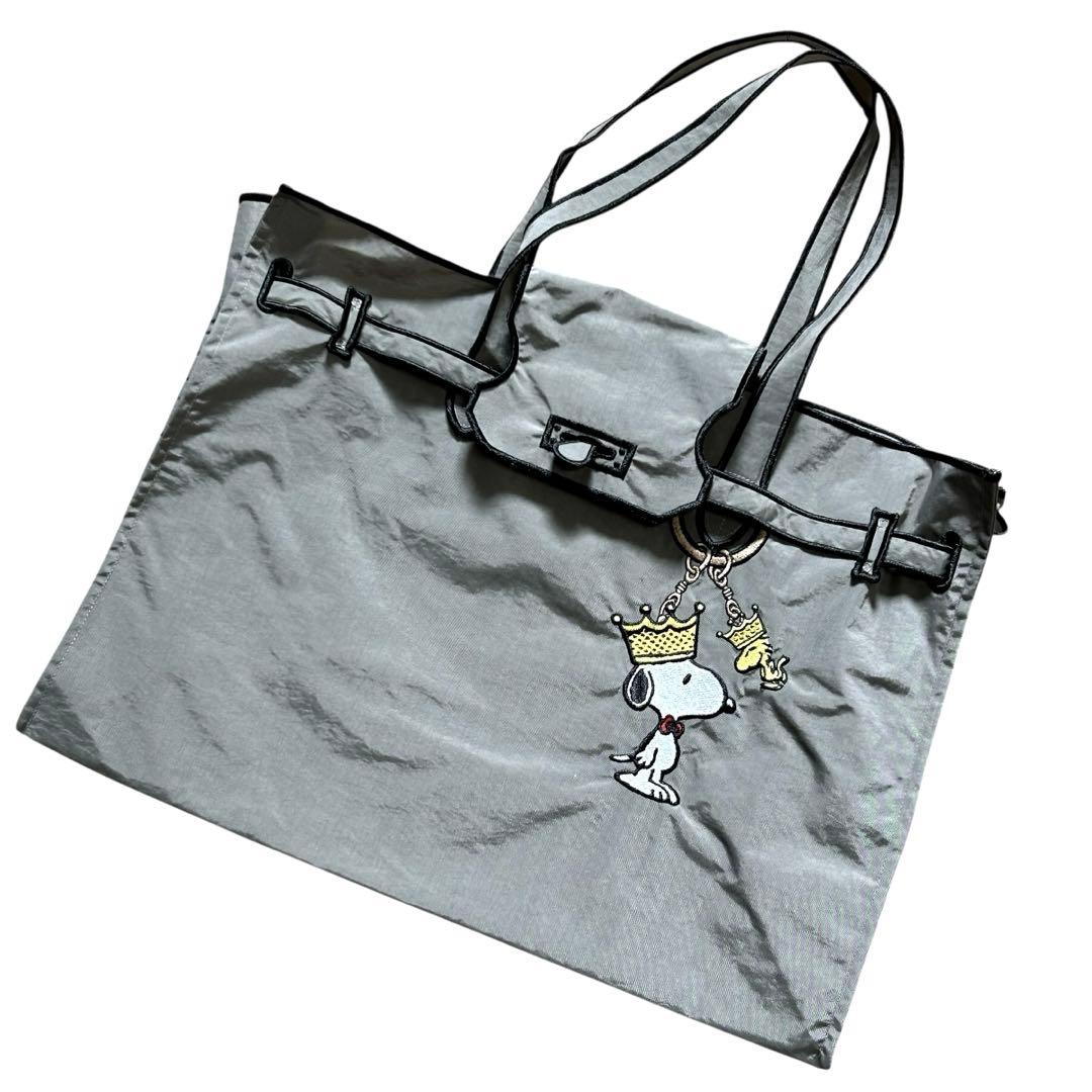 ラクゼットスヌーピー 刺繍トートバッグ L グレー - メルカリ