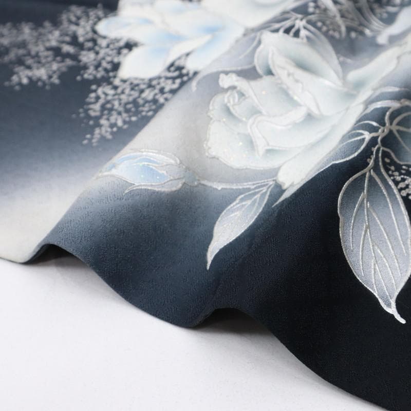 《長尺■付下げ■しっとり薔薇の花模様■若松菱地紋■袷正絹着物◆SB3-26》