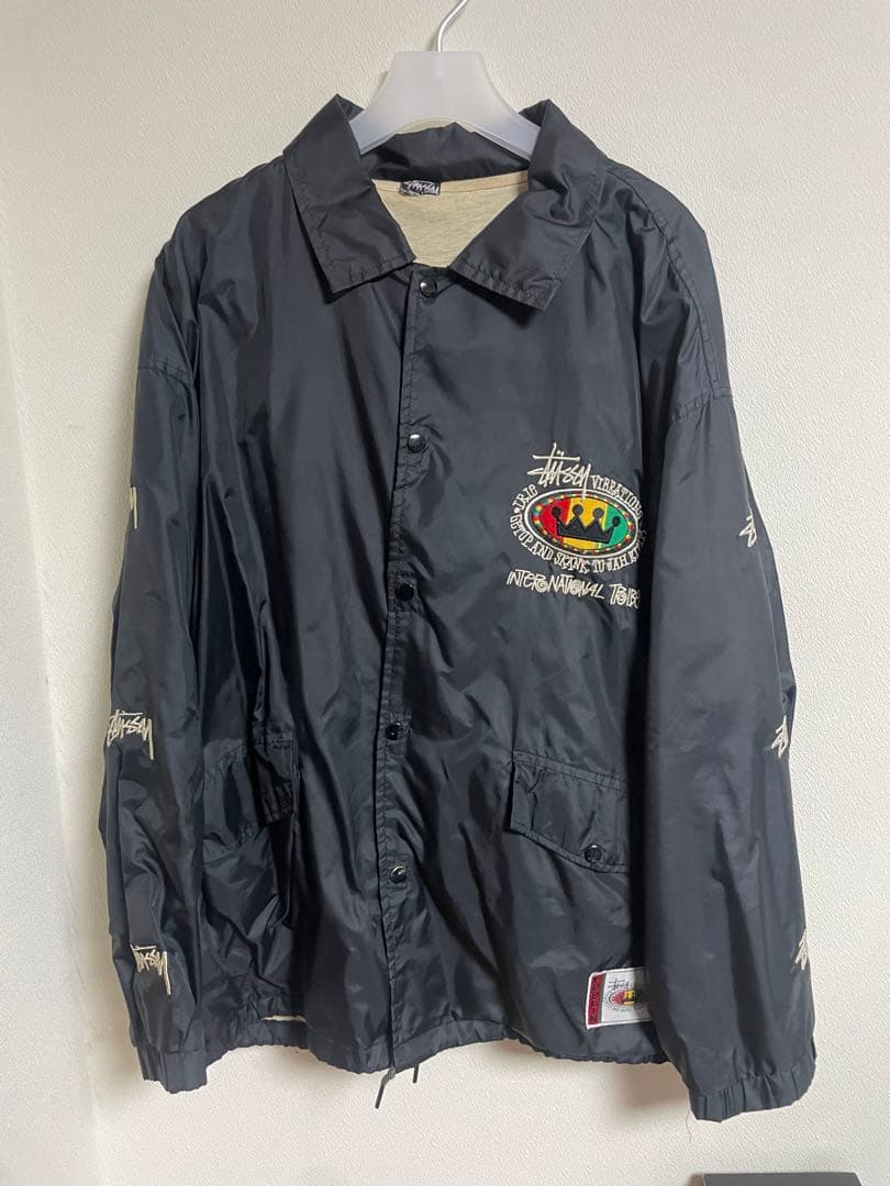 STUSSY コーチジャケット ラスタカラー 激レア】stussy ステューシー コーチジャケット ラスタピース 古着 XL