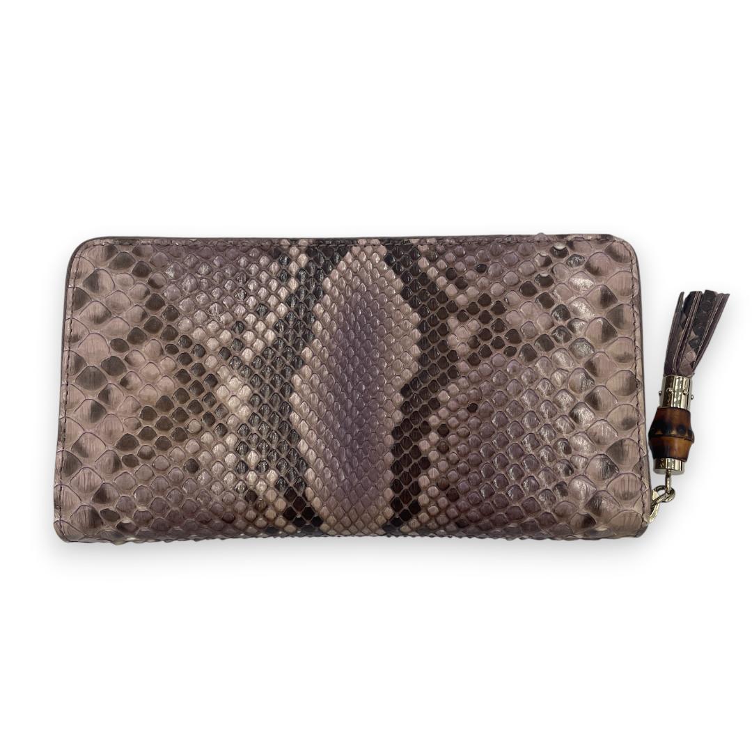 美品】希少！GUCCI /バンブー ラウンドファスナー長財布 パイソン