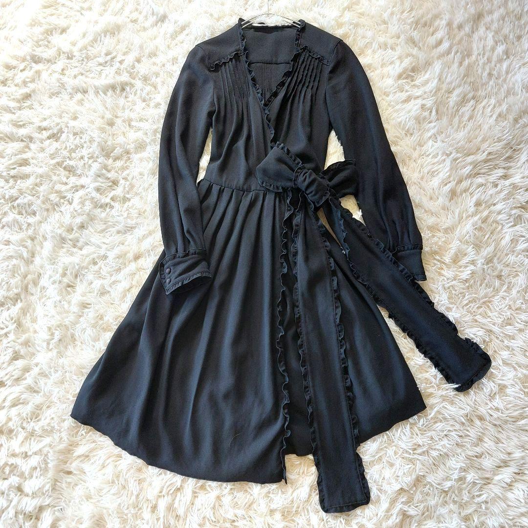ADORE ワンピース サイズ38 黒 ラップワンピース リボン 新品 未使用 ADORE アドーア ロングワンピース 変形 カシュクール