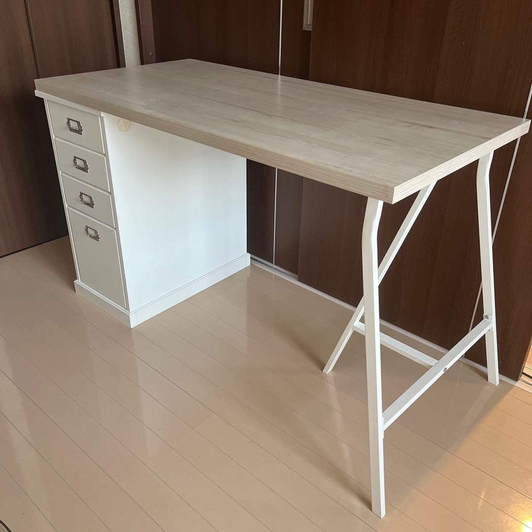 【IKEA】デスク３点セット（天板、引き出し、足） 海外でも人気！IKEAの引き出しユニットALEXでつくるデスクスペース