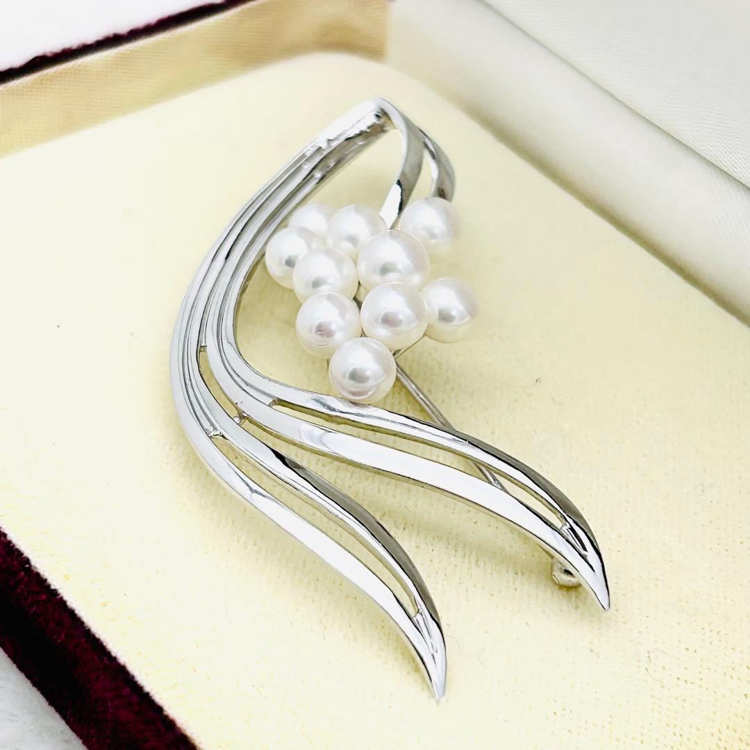 美品⭐️MIKIMOTO ミキモト 真珠 ベビーパール ブローチ シルバー 10珠